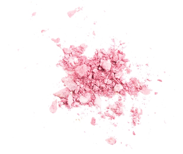 Pink eye shadows crumbles isolated on white