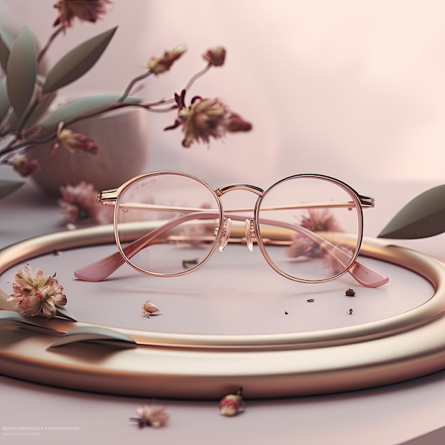 pink eyeglasses with flowers