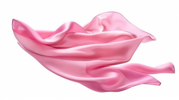 Розовая ткань, летящая на ветру, изолирована.