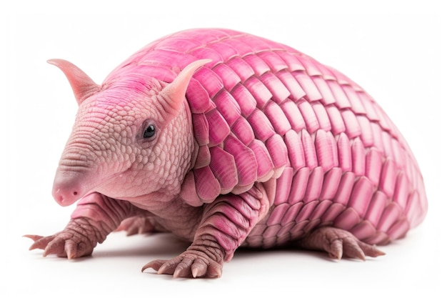 Pink Fairy Armadillo on white background