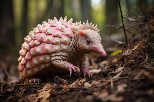 Foto l'armadillo delle fate rosa in natura