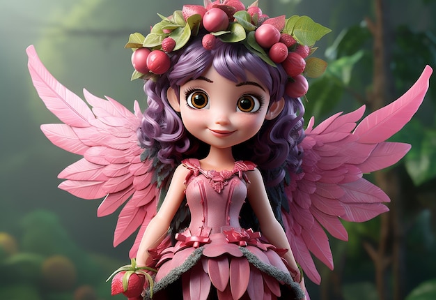 Pink Fairy Doll With Wings and Pink Dress