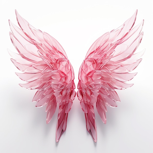 pink fairy wings on white background