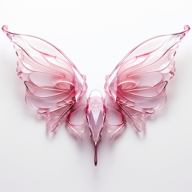 pink fairy wings on white background