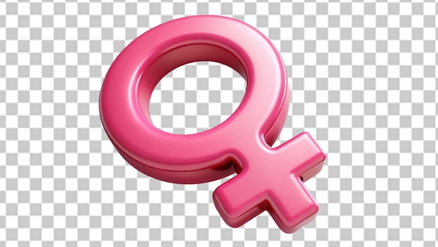 Pink female gender 3d symbol isolated on transparent background