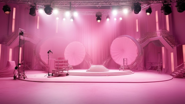 Pink film set Film shooting women show fairy tale story glamor talk show AI