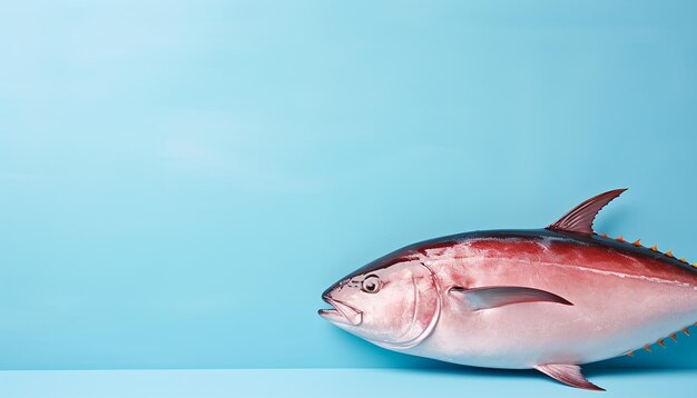 Photo a pink fish is on a table with a blue background