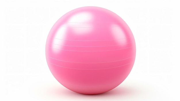 Pink fitness ball isolated on white background