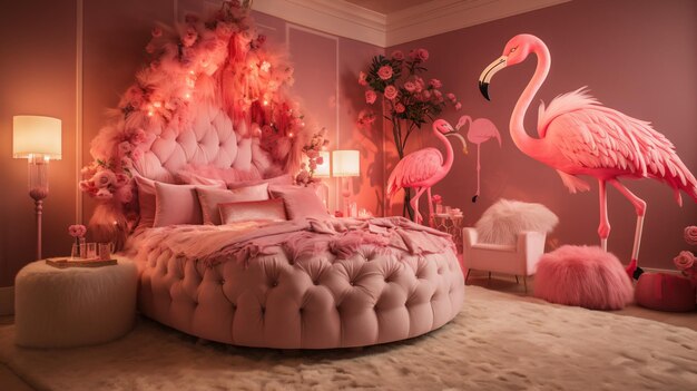 Pink flamingo bedroom