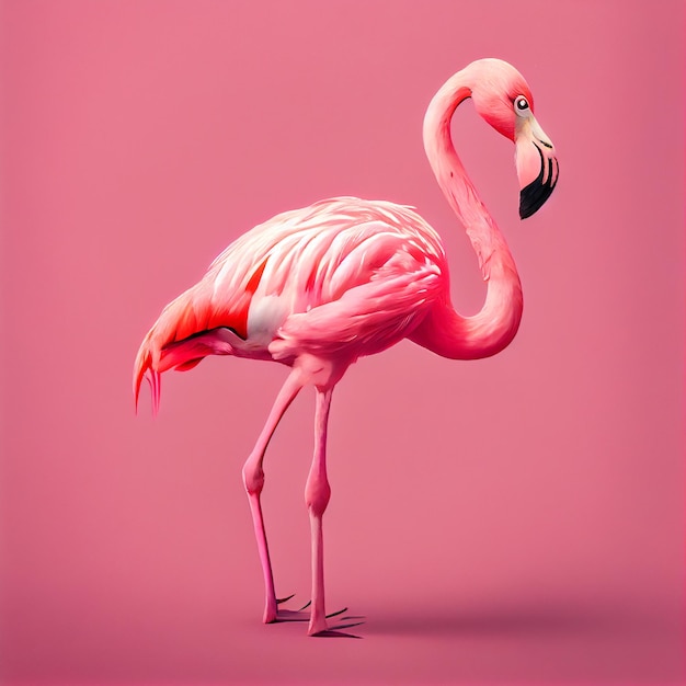 Pink flamingo close up portrait Generative AI