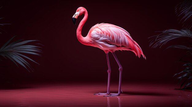 pink flamingo on a dark background