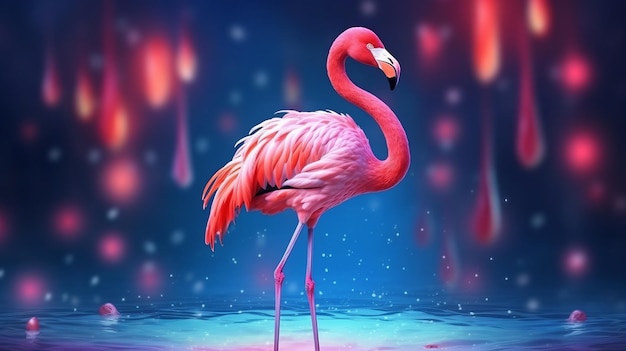 Pink Flamingo AI Portrait - BIG Wall Décor