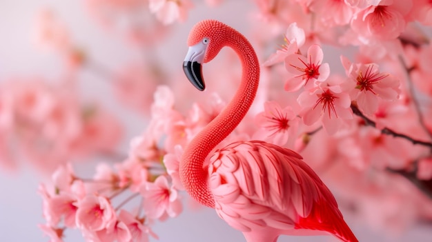 Pink flamingo detailed background pink