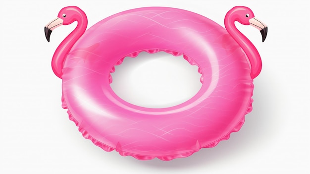 Pink flamingo inflatable buoy ring isolated on trans