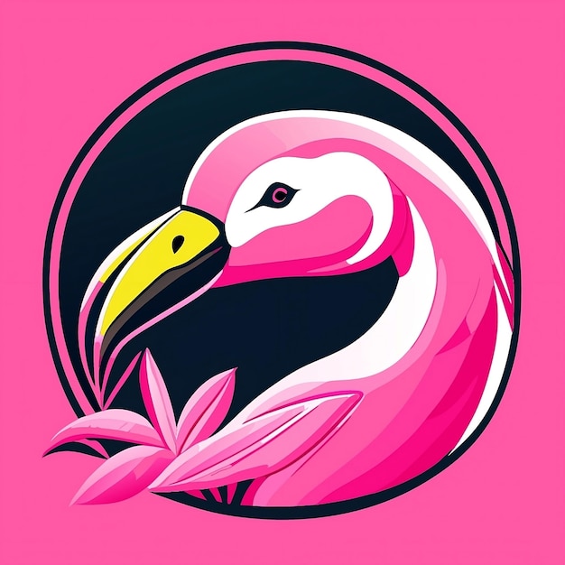 Photo pink flamingo logo generated with ai technology