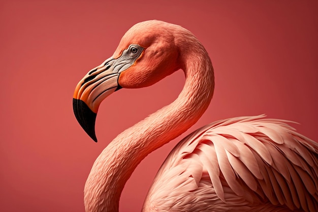 A Pink Flamingo on a Pink Background Generative AI