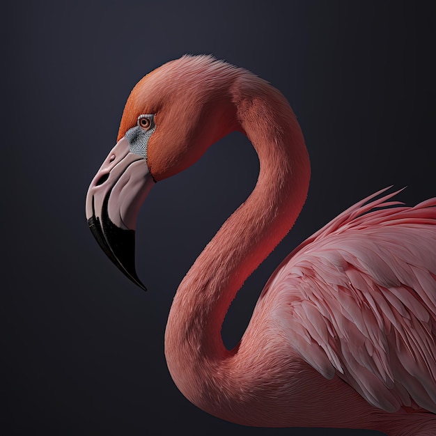 Pink fLamingo portrait in studio ultra realistic image Generative Ai