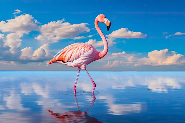 Photo pink flamingo in the water