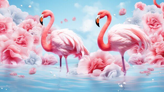 pink flamingo in the water