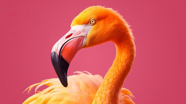 Pink flamingo in yellow foundation AI Generated