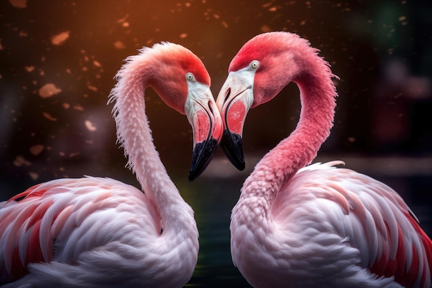 Pink flamingos closeup animal portrait