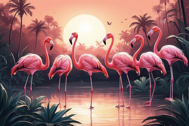 Photo pink flamingos in sun