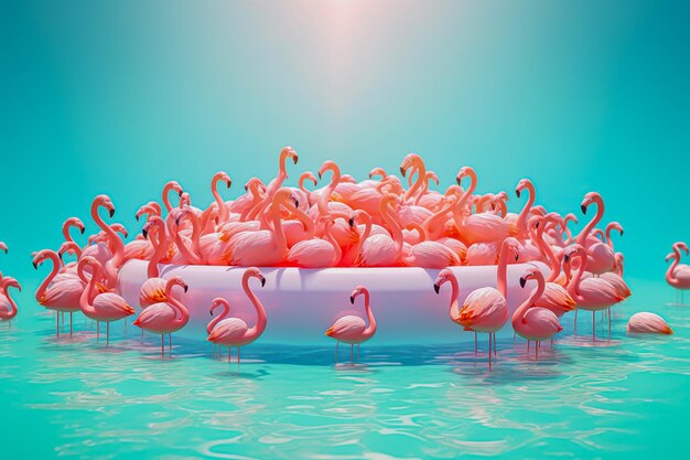 pink flamingos on a water