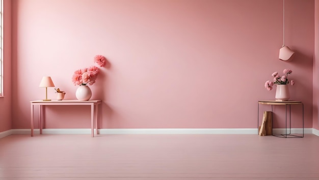 Photo pink flat wall and flower