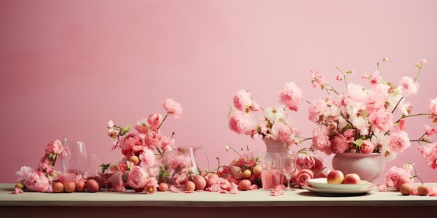 Pink floral table