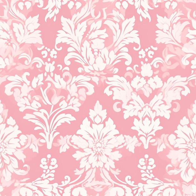 Photo a pink floral wallpaper with a floral pattern.