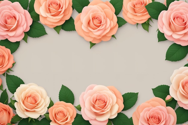 A pink flower border with a green leaf on it.