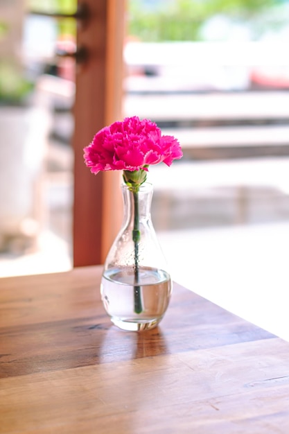 Розовый цветок в бутылке