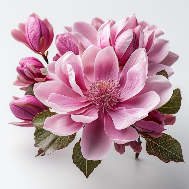 Pink Flower Bouquet on White Background