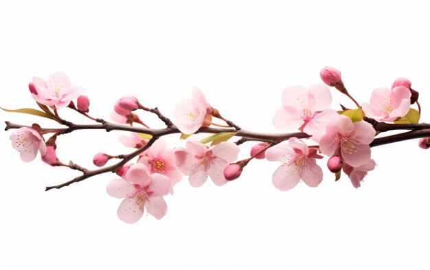 Pink Flower Branch on White Background