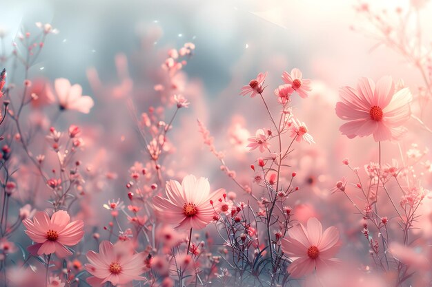 Photo pink flower bush in the sunset light close up design template for wallpaper spa concept fabulous