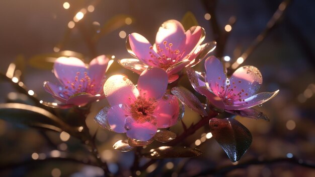 A pink flower in the dark