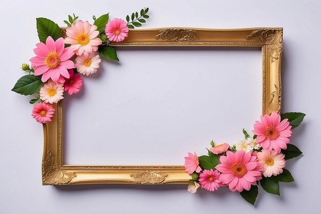 Pink flower decoration on the frame