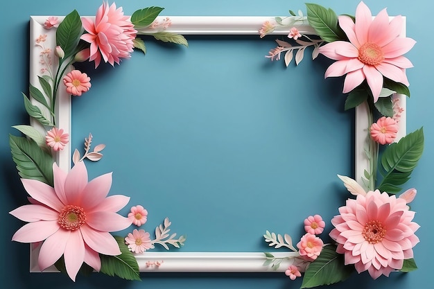 Pink flower decoration on the frame