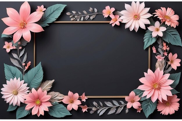 Pink flower decoration on the frame