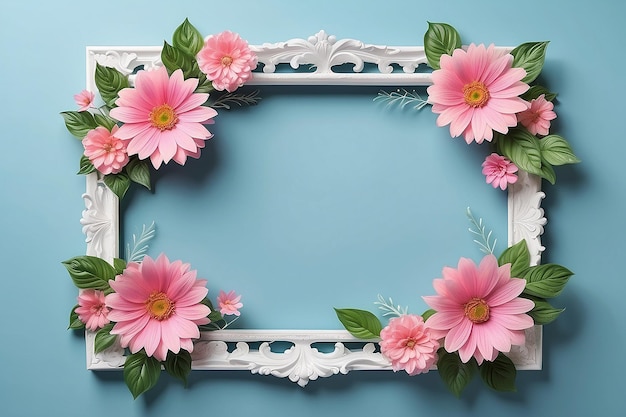 Pink flower decoration on the frame