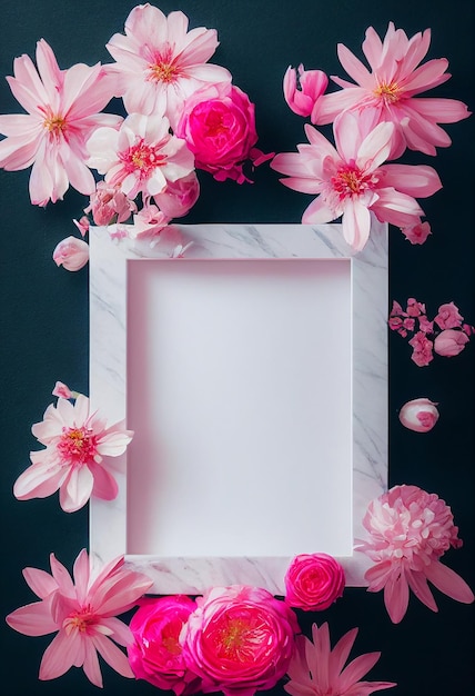 Pink flower decoration on the frame