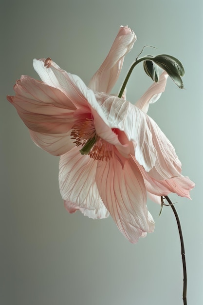 Pink flower hanging over a light background