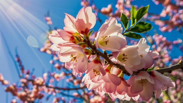 a pink flower is blooming on a tree