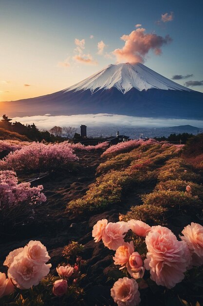 Photo a pink flower is surrounded by pink flowers