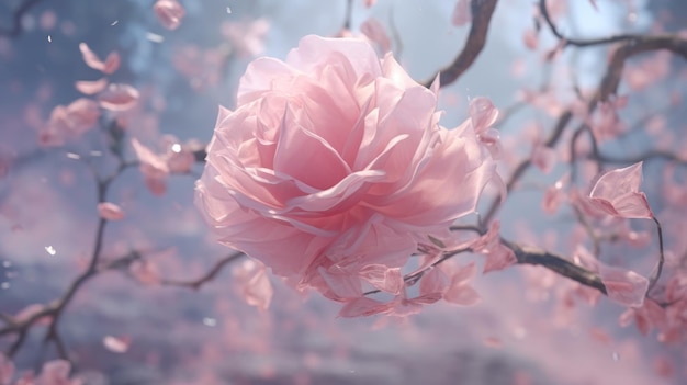 pink flower pastel color beauty floral tenderness generative ai