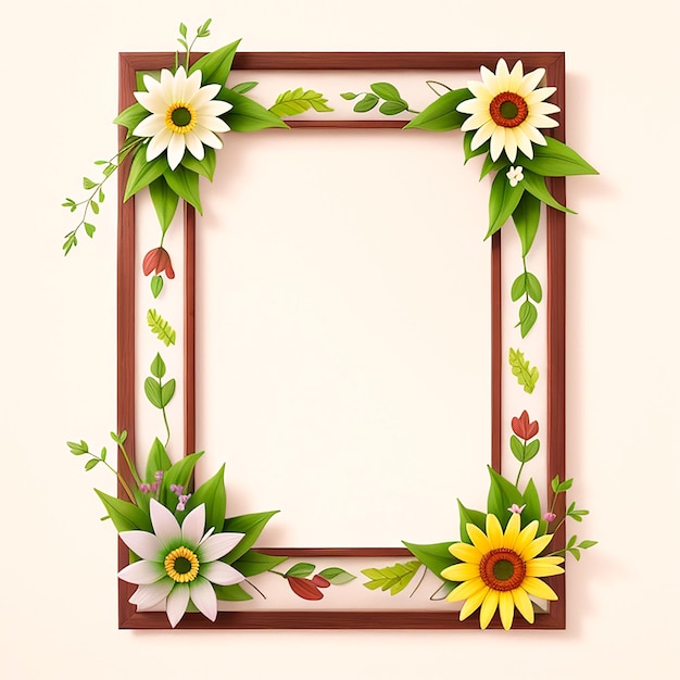 Pink Flower Square Frame Wedding Rustic Floral generate by AI