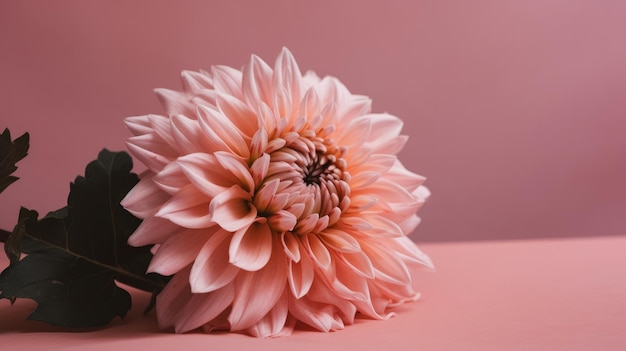 A pink flower on a table