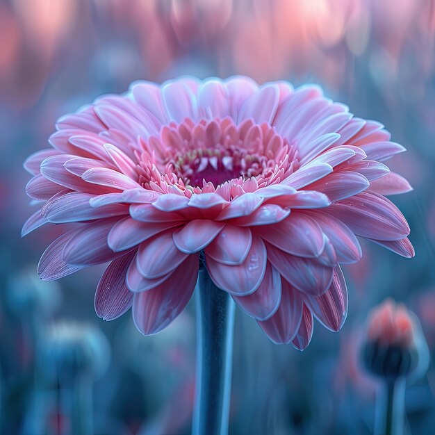 Foto un fiore rosa che è nel mezzo di un campo