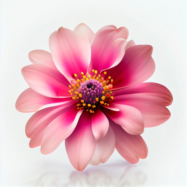 Pink flower, White background