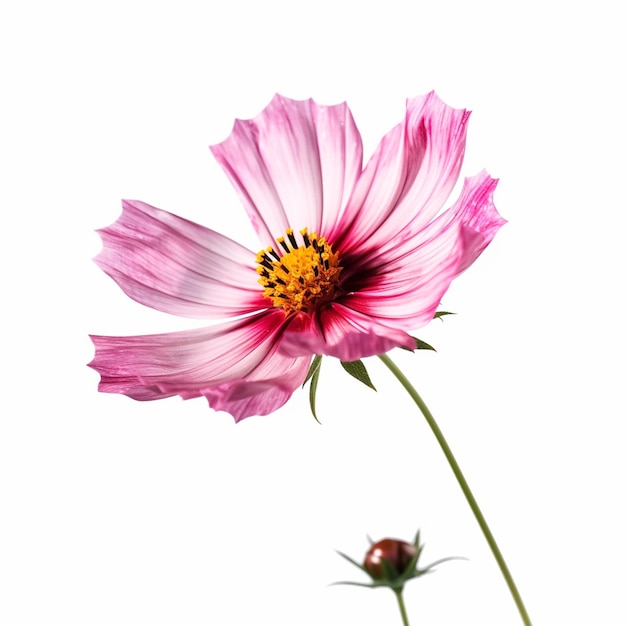A pink flower with a black dot on the center